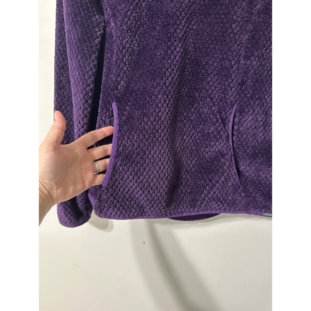 Eddie Bauer Fleece Pullover Womens Medium Purple Snap Neck Honeycomb Textured - Picture 3 of 6